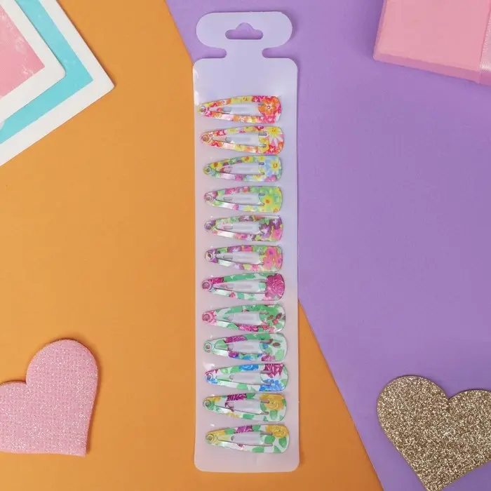 Заколки для волос &laquo;Астория&raquo;, набор 12 шт., цветы,3 см