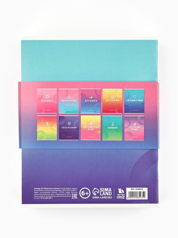 Набор тетрадей 48 листов, 10 предметов, внутренний блок №1 &laquo;Градиент&raquo; ТВИН лак, уф лак