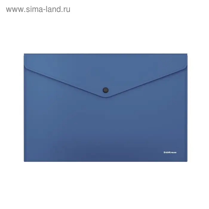 Папка-конверт на кнопке А4, 140 мкм, ErichKrause Fizzy Classic, непрозрачная, синяя
