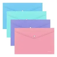 Папка-конверт на кнопке А4, 180 мкм, ErichKrause Diagonal Pastel, с тиснением, непрозрачная, микс