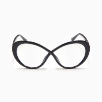 Очки женские имиджевые, прозрачные, дужка 14.2 см, ширина 14.1 см, линза 5.4&times;6.9 см, черные