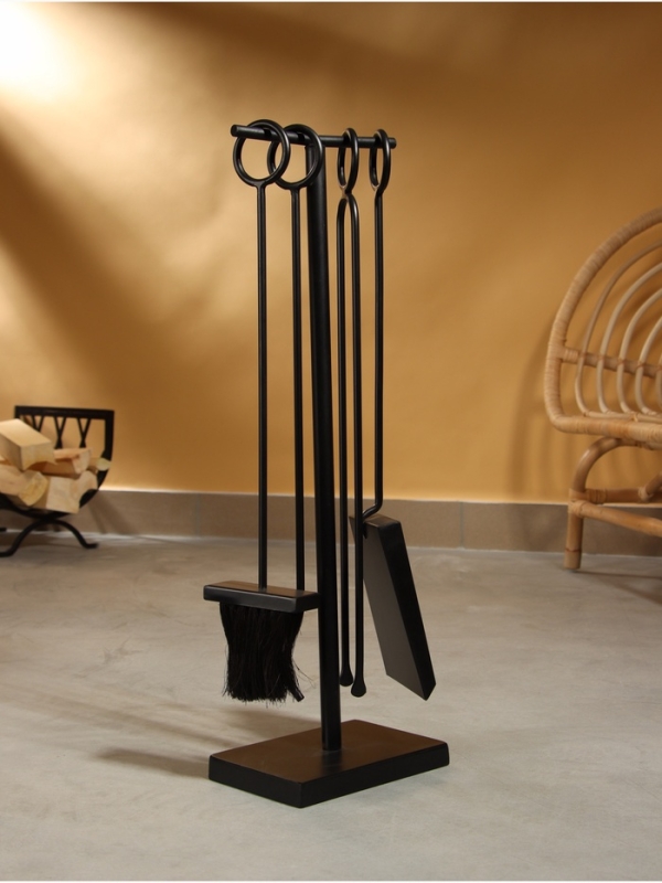 Каминный набор "Уют" сталь, 4 предмета, 20х13х60 см