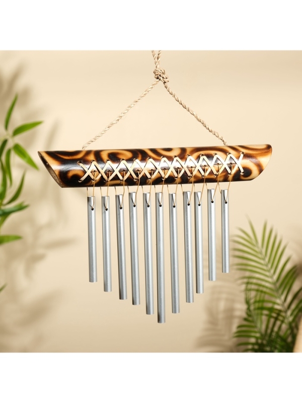 Музыка ветра "Тропики" бамбук, алюминий, 25х3,5х30 см, цв. коричневый