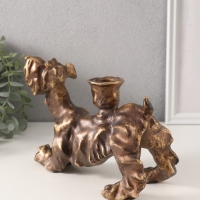 Подсвечник полистоун на 1 свечу "Шарж. Терьер" под бронзу 20х10х14,5 см