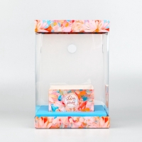 Коробка для цветов с вазой и PVC окнами складная &laquo;Весенние цветы&raquo;, 16 х 23 х 16 см