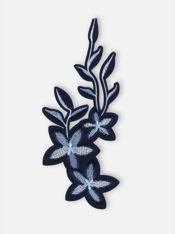 Термоаппликация &laquo;Цветы&raquo;, 20&times;9 см, серая, синяя