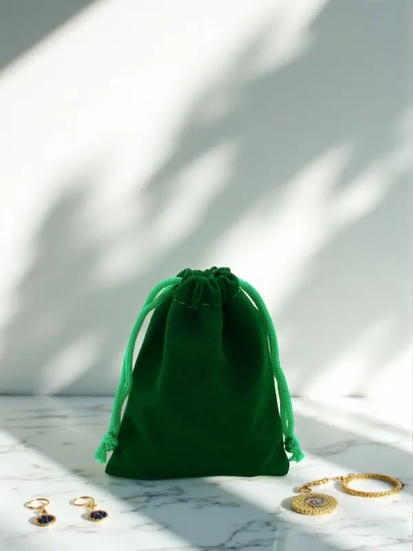 Набор мешочков бархатных 50 шт., 7*9 см (+ - 1 см), цвет зелёный (9901888)