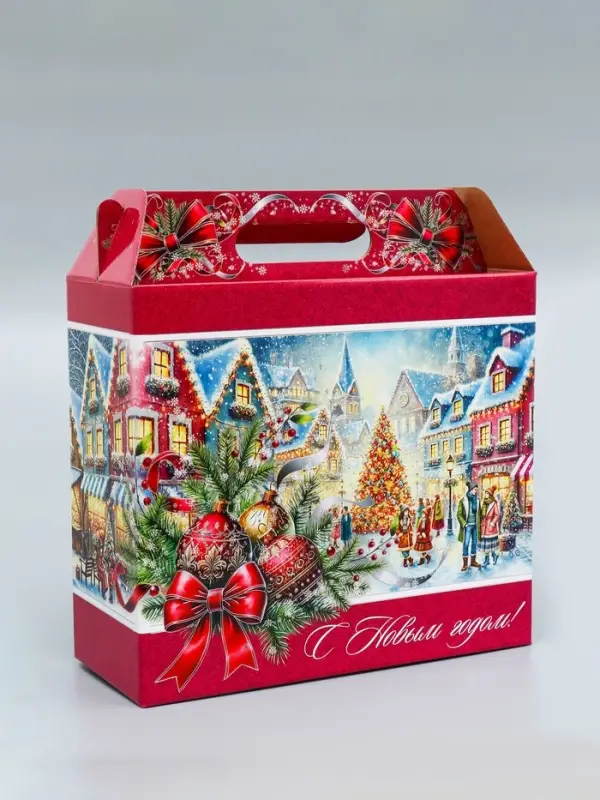 Коробка подарочная новогодняя &laquo;Рождественский город&raquo; 34&times;14&times;35.5 см