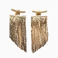 Серьги металл "Цепи" водопад, цвет золото