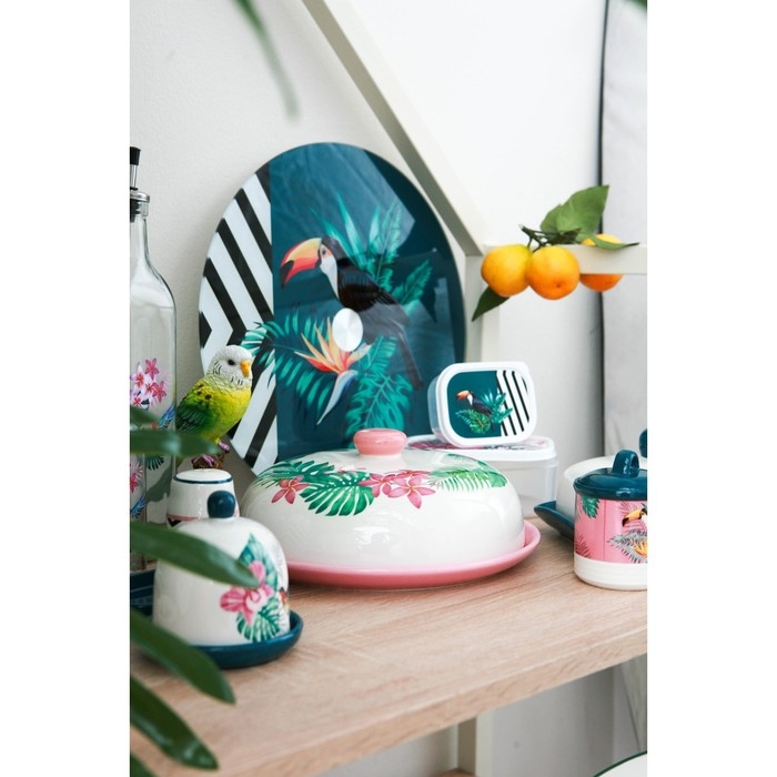 Подставка стеклянная для торта вращающаяся Доляна &laquo;Тропики&raquo;, d=32 см ㅤ