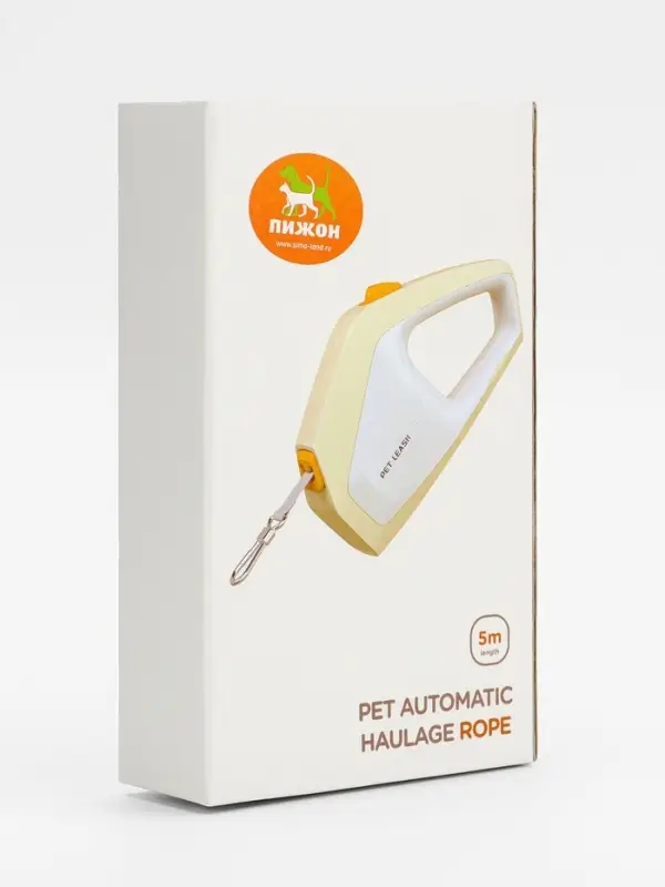 Рулетка - поводок для собак, лента 3 метра, белая/бежевая