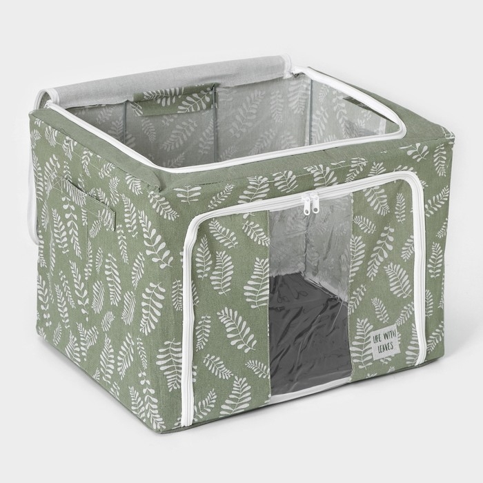 Кофр для хранения вещей Доляна Leaves, 50&times;40&times;33 см, 66 литра, цвет зелёный