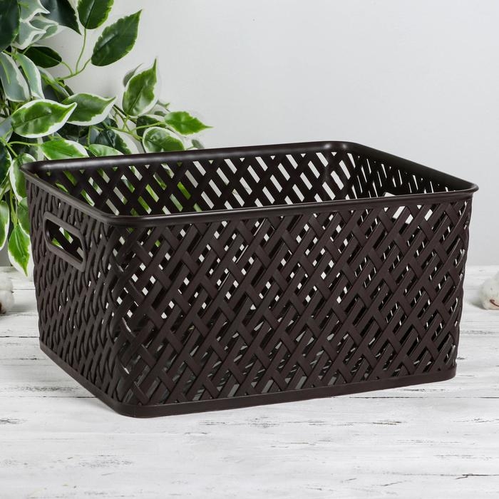 Корзина для хранения &laquo;Плетёнка&raquo;, 35&times;29&times;17,5 см, цвет коричневый