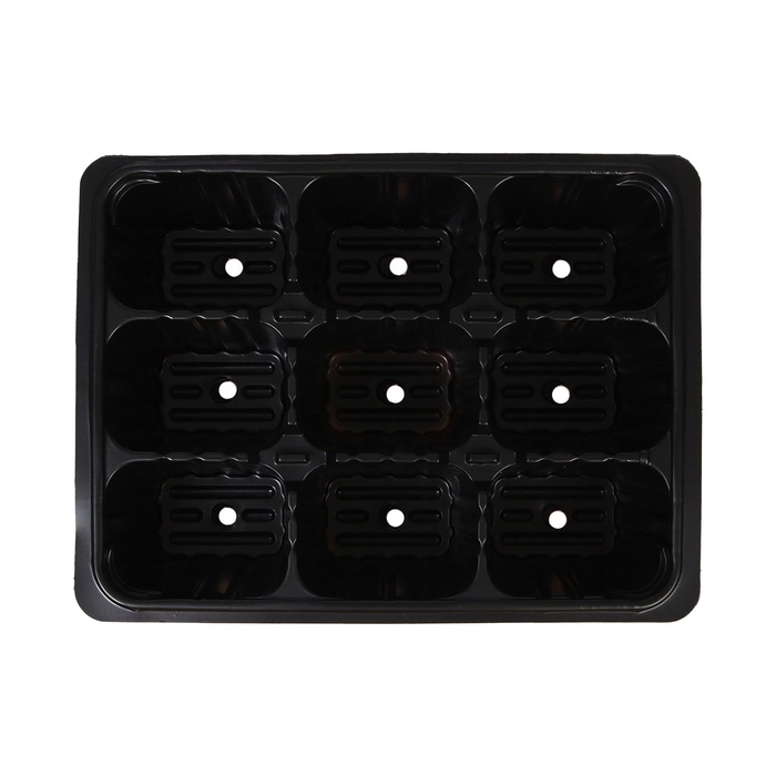 Кассета для рассады, на 9 ячеек, по 80 мл, пластиковая, чёрная, 18 &times; 13 &times; 6 см, Greengo