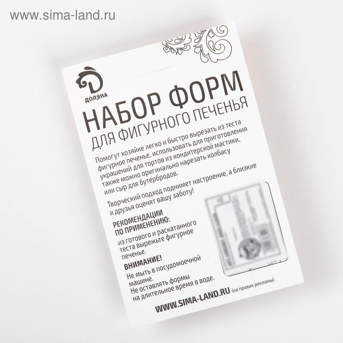 Набор форм для печенья Доляна &laquo;Дом&raquo;, 3 шт, 7&times;6,5&times;1,5 см, цвет серебристый