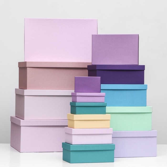 Набор прямоугольных коробок 15в1 Набор прямоугольных коробок 15в1 "Лаванда" 47,5 х 36 х 17,5- 13 х 8 х 4,5 см