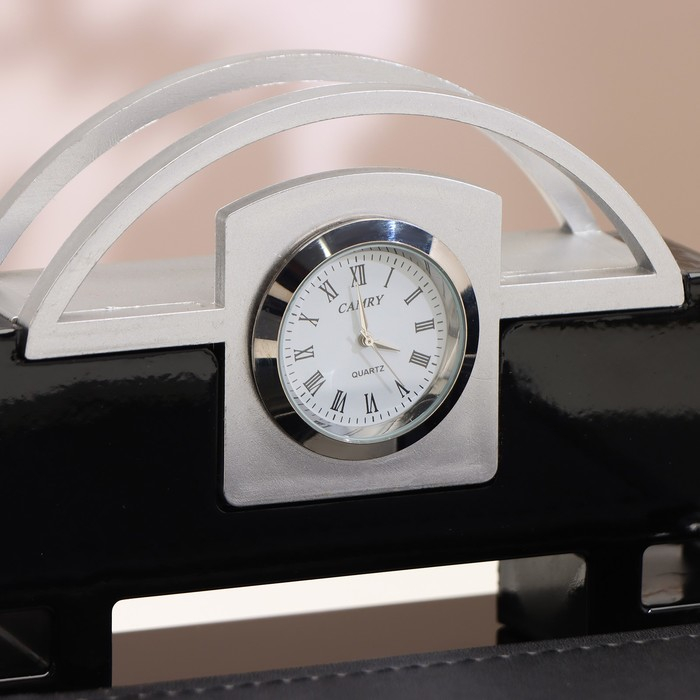 Набор настольный 4в1 с визитницей и часами, 34х17х13 см