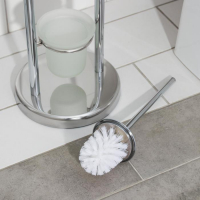 Ёршик для унитаза с подставкой напольный, 22&times;22&times;82 см, с держателем для туалетной бумаги, цвет хром