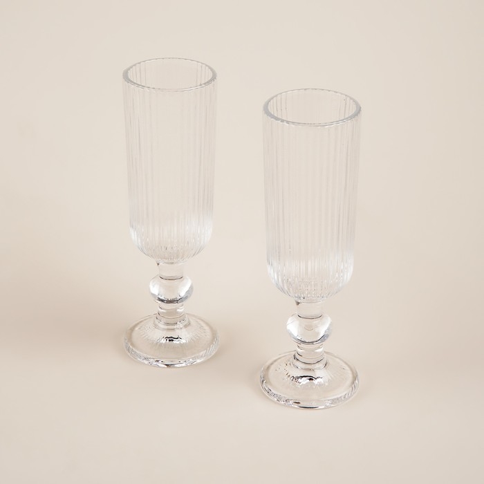 Набор бокалов для шампанского стеклянный SL Home &laquo;Модерн&raquo;, 150 мл, 5,5&times;18,5 см, цвет прозрачный