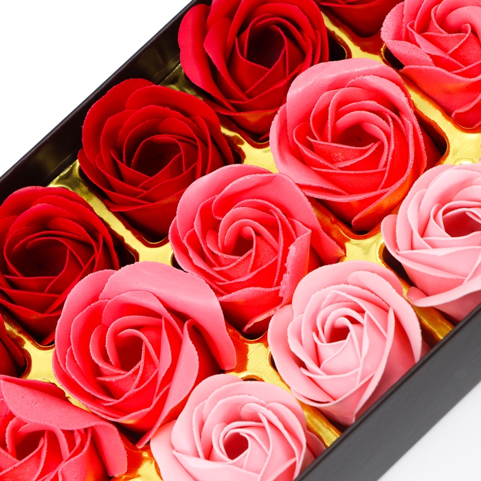 Мыльные розочки, цветные оттенки, набор 18 шт.