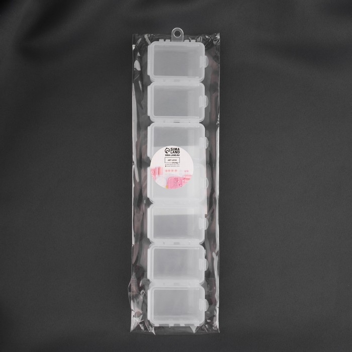 Органайзер для хранения мелочей, с подвесом, 7 съёмных отделений, 20,5 &times; 4,5 &times; 2 см, цвет прозрачный