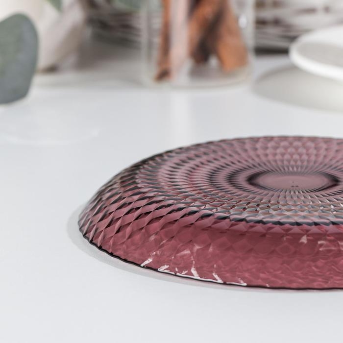 Тарелка десертная стеклянная &laquo;Идиллия&raquo;, d=19 см, цвет лиловый