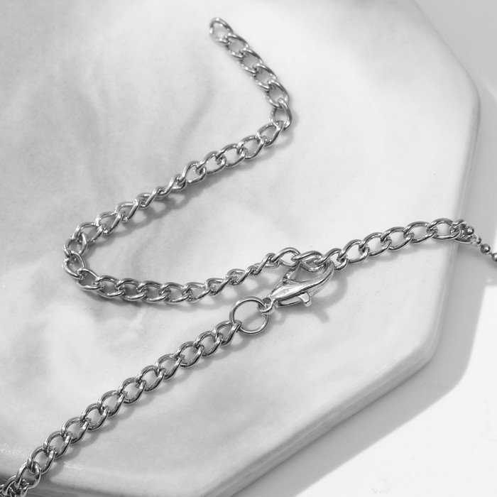 Набор 2 предмета; серьги, колье &laquo;Легкий флирт&raquo; дождик, белый в серебре, 40 см