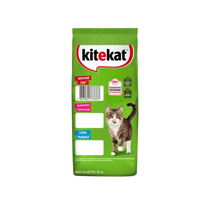 Сухой корм KiteKat Сухой корм KiteKat "Мясной пир" для кошек, 15 кг