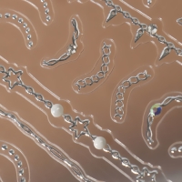 Наклейки для ногтей &laquo;Цепи&raquo;, объёмные, фольгированные, со стразами и бусинами, цвет серебристый