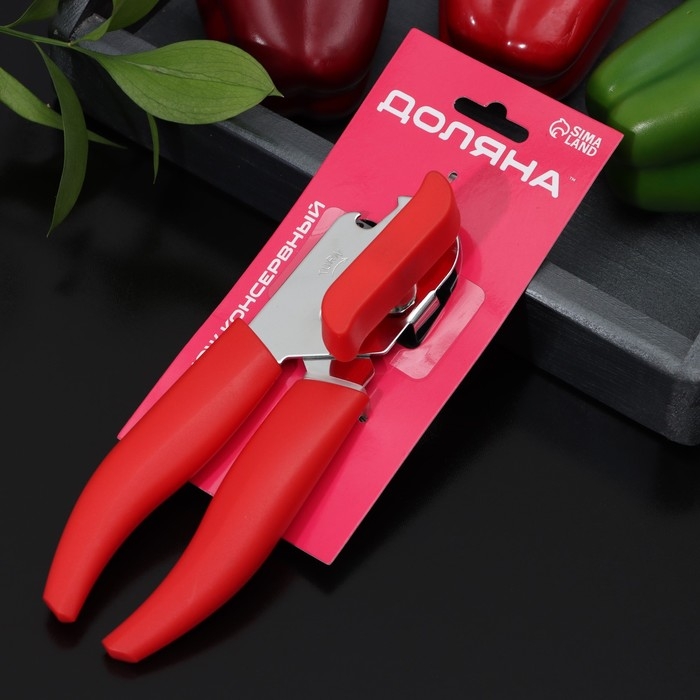 Нож консервный Доляна &laquo;Волна&raquo;, 20 см, цвет красный