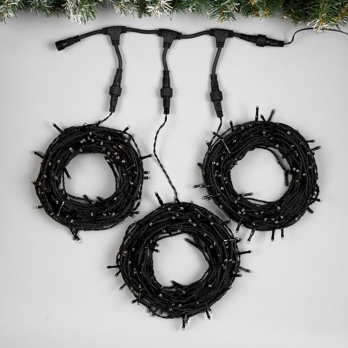 Гирлянда &laquo;Клип-лайт&raquo; 3 нити по 20 м, IP44, УМС, тёмная нить, 399 LED, свечение мульти, 8 режимов, 24 В