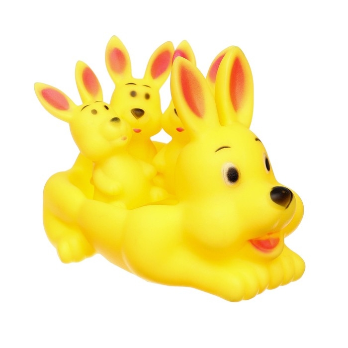 Набор резиновых игрушек для ванны &laquo;Мыльница: Зайчик&raquo;, с пищалкой, 4 шт, Крошка Я