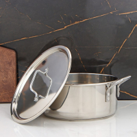 Кастрюля &laquo;Общепит&raquo;, 8 л, d=30 см, h=12 см, металлическая крышка, с теплораспределительным слоем, индукция