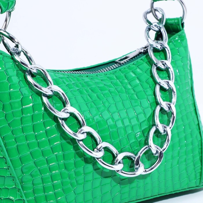 Сумка-багет на молнии, цвет зелёный