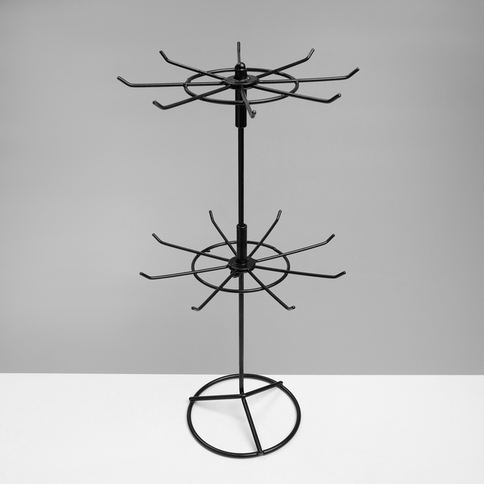 Вертушка, 2 яруса по 8 крючков, 21,5&times;21,5&times;41 см, цвет чёрный
