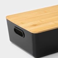 Контейнер для хранения с крышкой LaDо́m &laquo;Лаконичность&raquo;, 29,5&times;20,3&times;10,5 см, цвет тёмно - серый