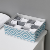 Органайзер для хранения белья Доляна &laquo;Лагуна&raquo;, 12 ячеек, 27&times;20&times;10 см, цвет бирюзовый