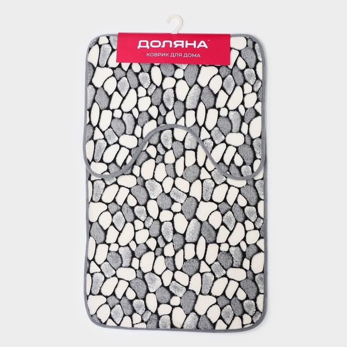 Набор ковриков для ванной и туалета Доляна &laquo;Галька&raquo;, 2 шт, 40&times;49 см, 50&times;80 см