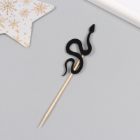 Новогодний топпер для творчества "Чёрная змея" 12.5 см (Новогодний набор 6 шт)