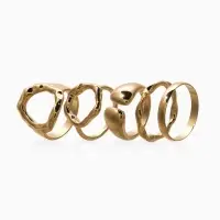 Набор колец 5 шт "Новый стиль" мятый, размер МИКС, цвет золото