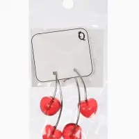 Серьги "Вишня" двойные, цвет красный в серебре