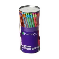 Карандаш чернографитный Berlingo &laquo;Fuze&raquo;, HB, трёхгранный, заточенный, с ластиком, ассорти