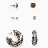 Набор серьги "Леопард" кольцо, цветной в серебре