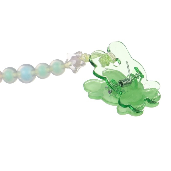 Соска - пустышка силиконовая ортодонтическая, от 12 мес., с колпачком + держатель &laquo;Зайка&raquo;, цвет зеленый