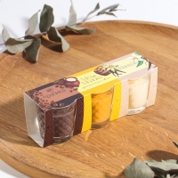 Свеча ароматическая в стакане (набор 3 шт) по 50 мл, 10 ч, 32 гр, ВАНИЛЬ, АРАБИКА, МОЛОКО-МЁД 108903