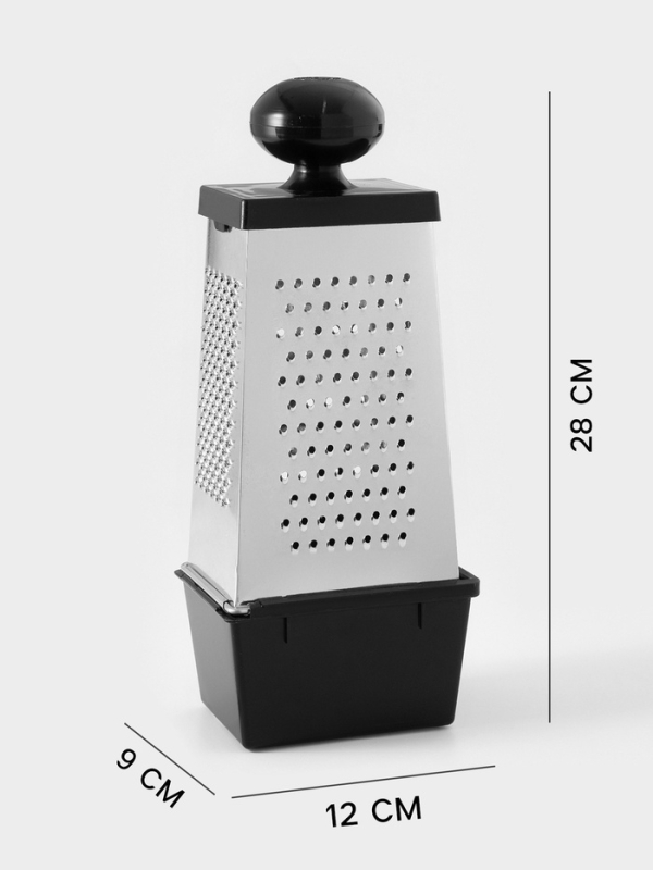 Тёрка Доляна &laquo;Комфорт&raquo;, 4 грани, с контейнером 450 мл, ручка круглая, 28&times;12&times;9 см, цвет МИКС