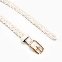 Ремень жен 03-01-01-01, Июнь2501, 1,8*0,3*110 см, без винта, пряж золото, 1 прокол, белый