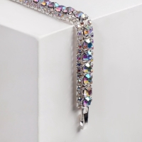 Браслет со стразами &laquo;Северное сияние&raquo; змейка, цвет радужный в серебре, L=18 см