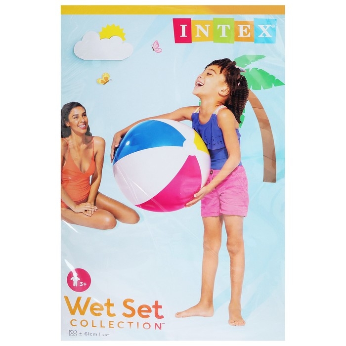 Мяч пляжный &laquo;Цветной&raquo;, d=61 см, от 3 лет, 59030NP INTEX
