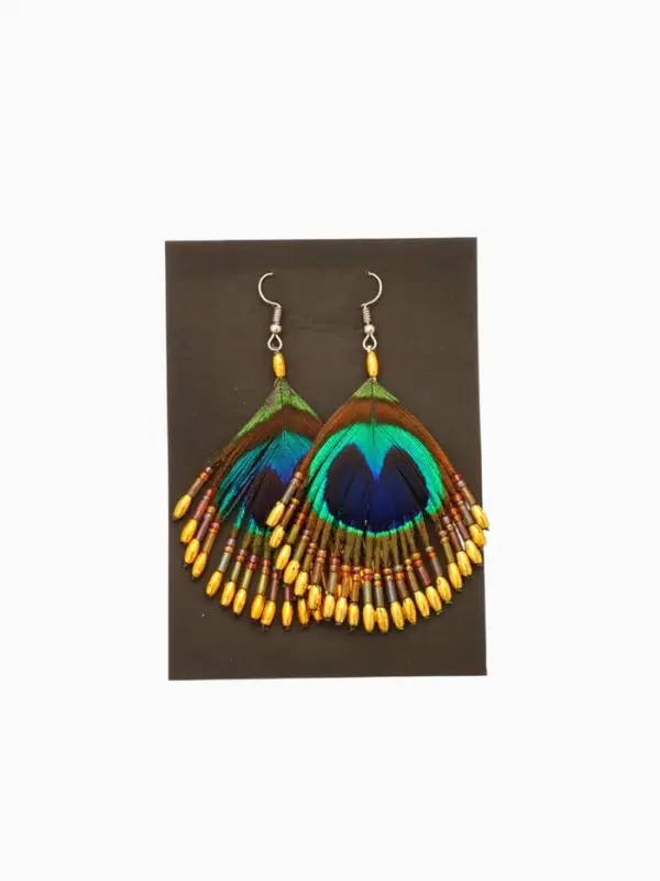 Серьги "Павлин" 5х8 см, цв. жёлтый